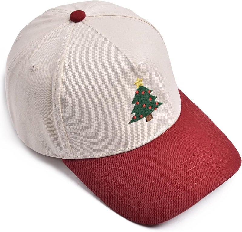 Erying Christmas Trucker Hat for Women Men Two Tone Vintage Embroidered Baseball Cap Funny Gift - Image 4